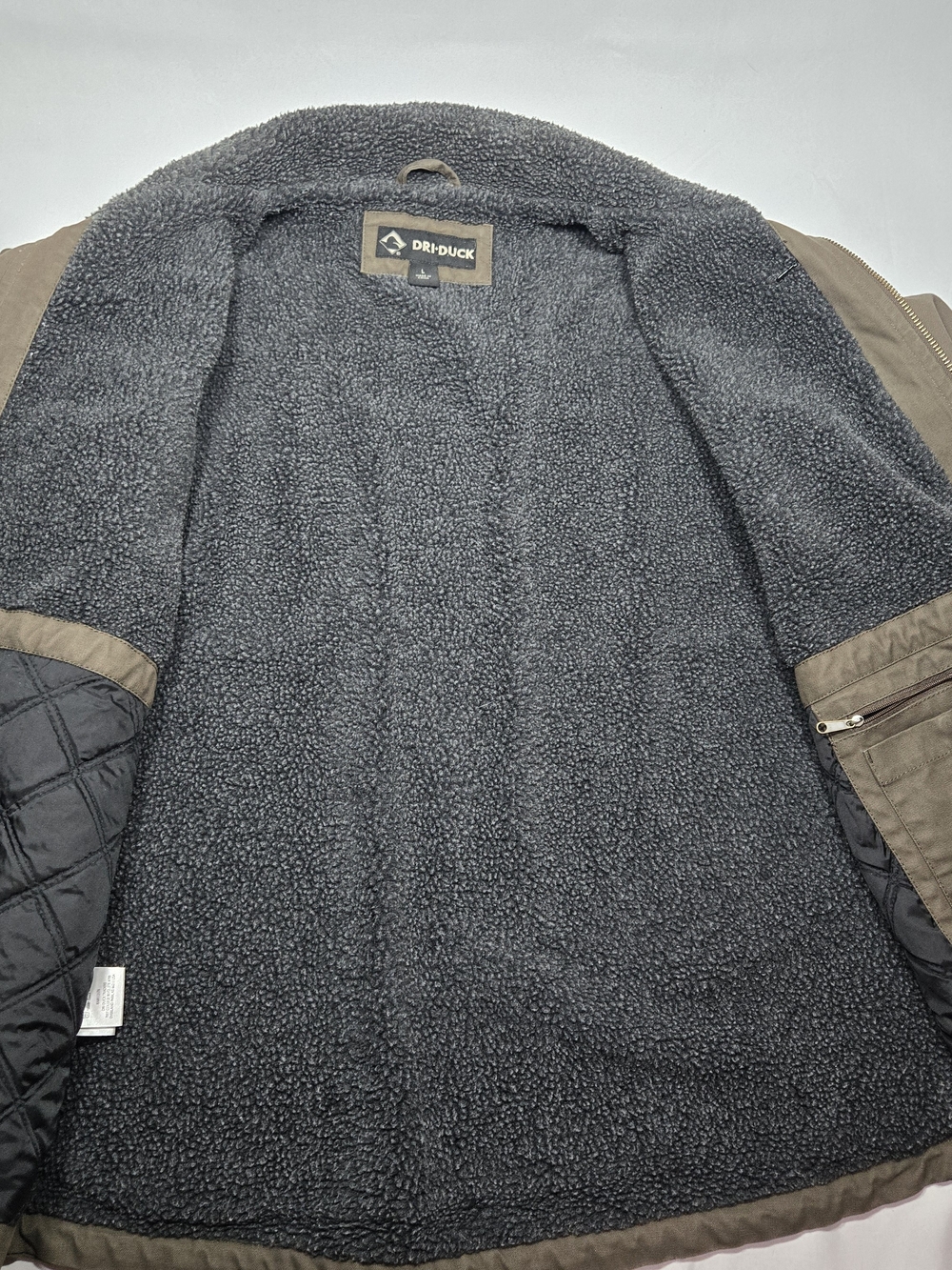 Dri Duck Endeavor Sherpa Lined Canvas Jacket Mens L Brwn Bomber Workwear Outdoor - Picture 10 of 14
